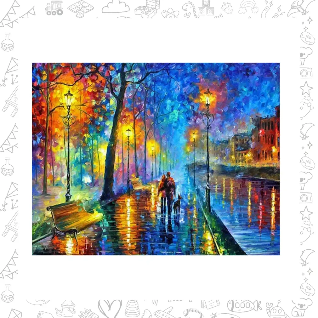 Paseo nocturno. pinta por número